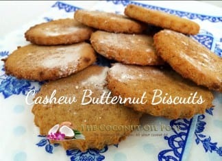 coconut oil post cashew butternut biscuits