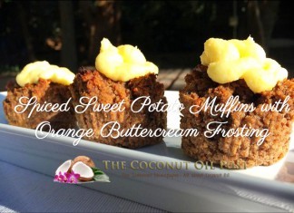 coconut oil post spiced sweet potato muffins with orange buttercream frosting 1