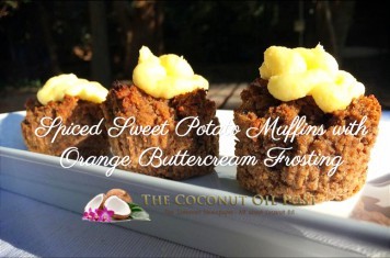 coconut oil post spiced sweet potato muffins with orange buttercream frosting 1