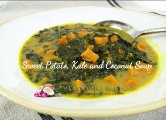 coconut oil post sweet potato, kale and coconut soup